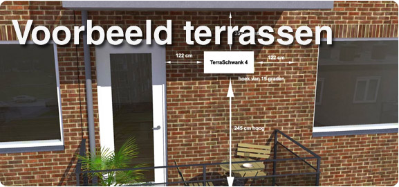 Terrasverwarmer voorbeeld terrassen.  De ideale opstelling per soort terras. Balkon, midden, groot of Horeca. Terrasheater.nl