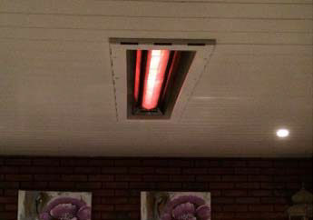 Alke gas terrasverwarming inbouwen in het plafond.